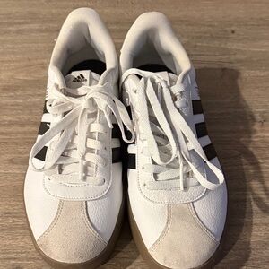 Adidas White and Black Sneakers with Tan Soles